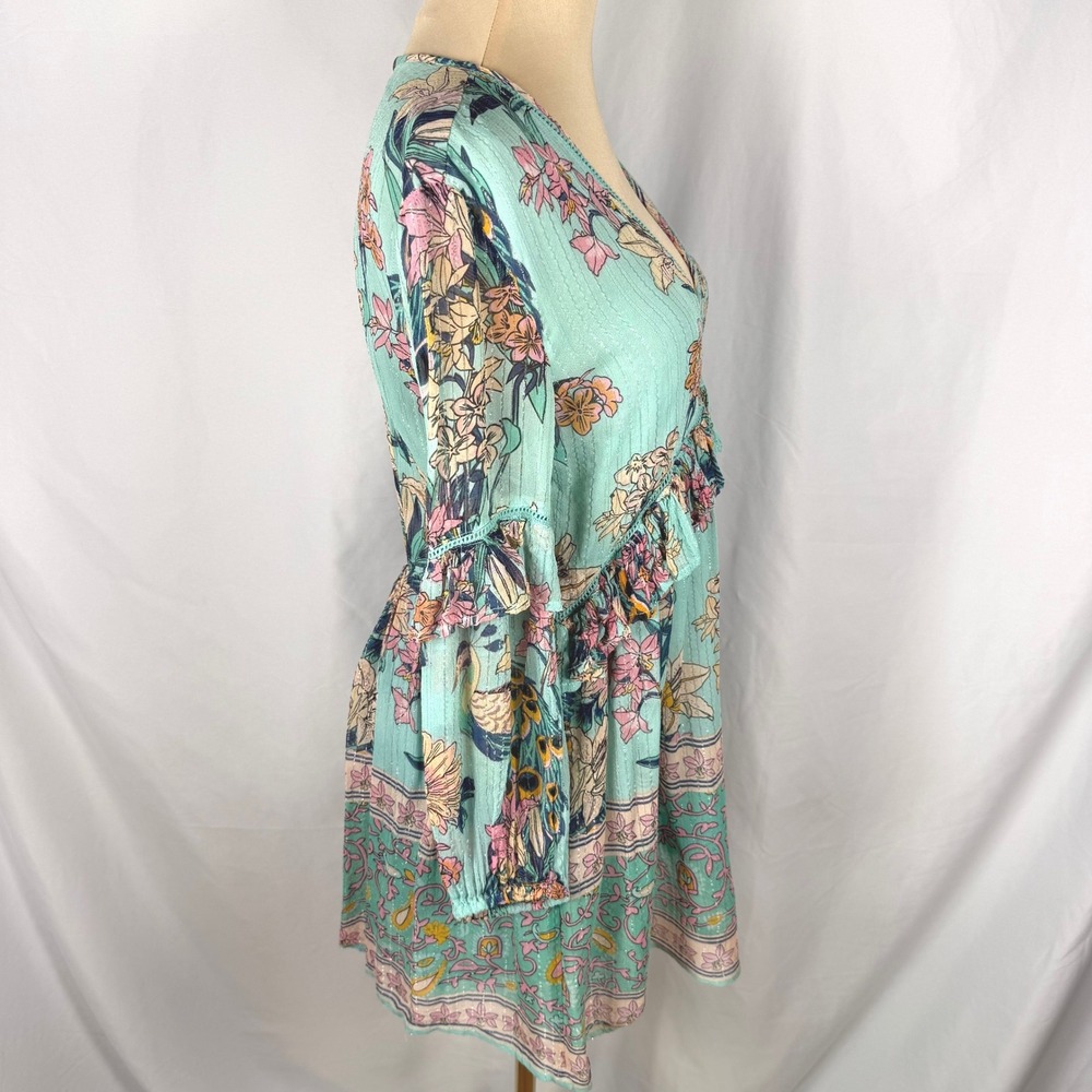Raga Anthropologie "Botanic Enchantment" Lurex Open Back Mini Dress - Size Small - Picture 4 of 11